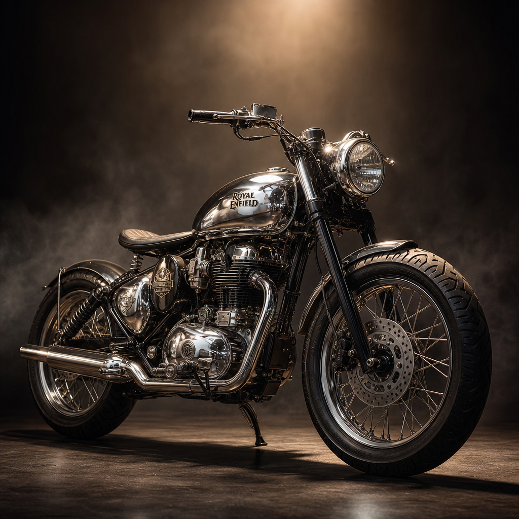 Modified Royal Enfield Classic 350 chrome custom build